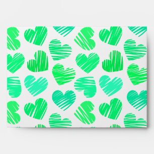 Green cyan and white Hearts Envelope