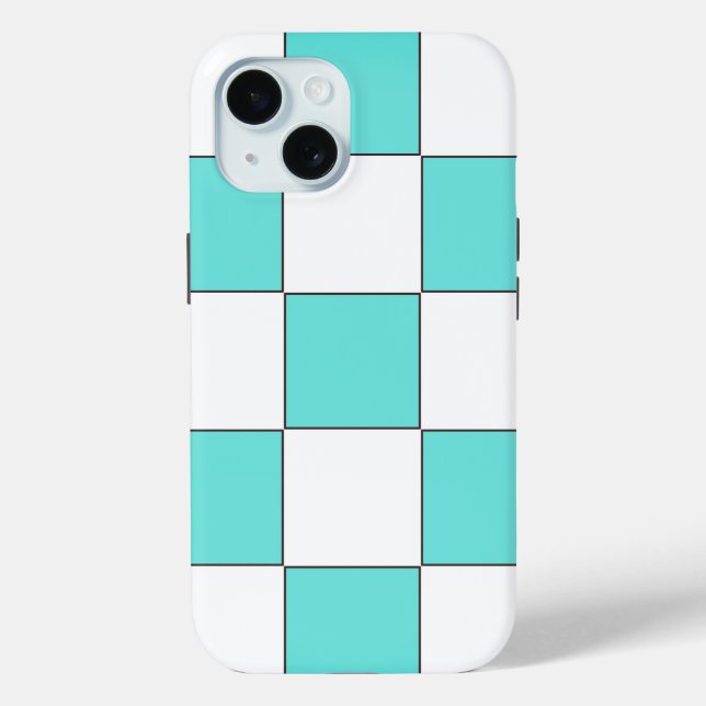 Green Cyan Chessboard  Case-Mate iPhone Case (Back)
