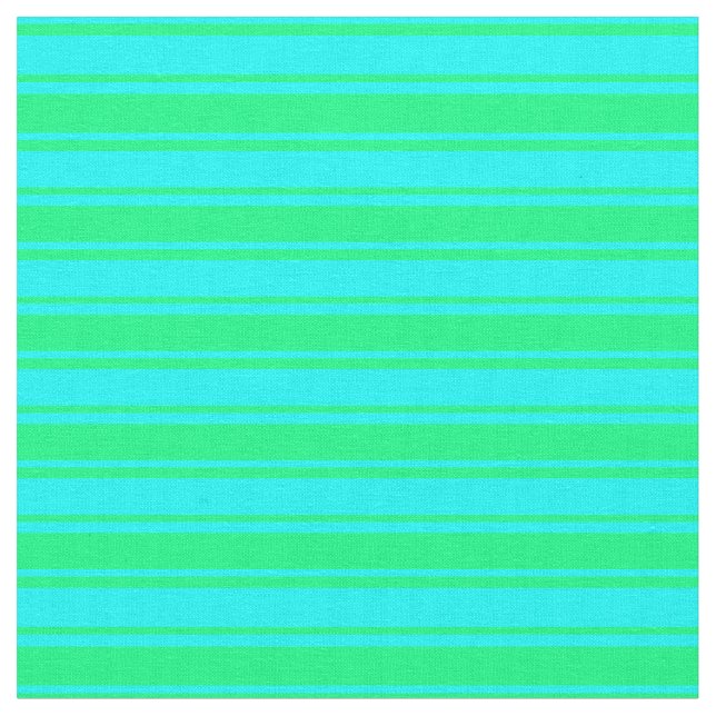 Green & Cyan Stripes Fabric (Close Up)