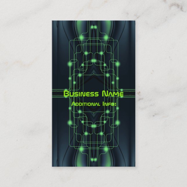 Green Cyber Circuits Business Card 2 (Front)