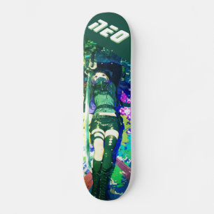 Green Cyberpunk Anime Girl Ninja Kunoichi Skateboard