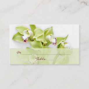 Green Cymbidium Orchid Floral Wedding Place Cards