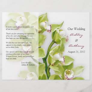 Green Cymbidium Orchid Floral Wedding Program
