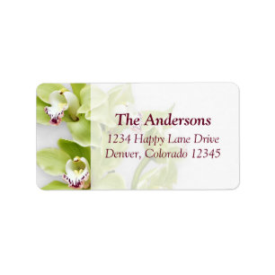 Green Cymbidium Orchid Wedding Address Labels