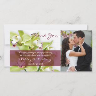 Green Cymbidium Orchid Wedding Thank You Photocard Card