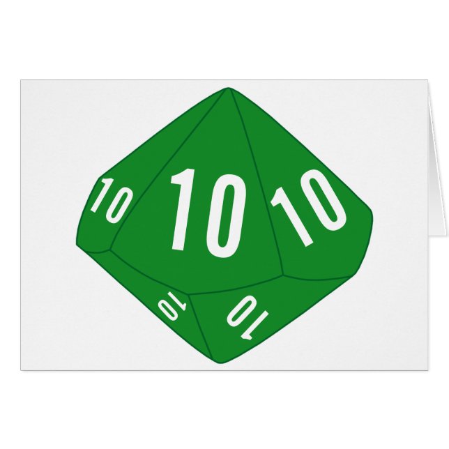 Green D10 Table Number Card (Front Horizontal)