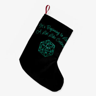 Green D20 Critmas   Fantasy Tabletop Gamer Dice Small Christmas Stocking