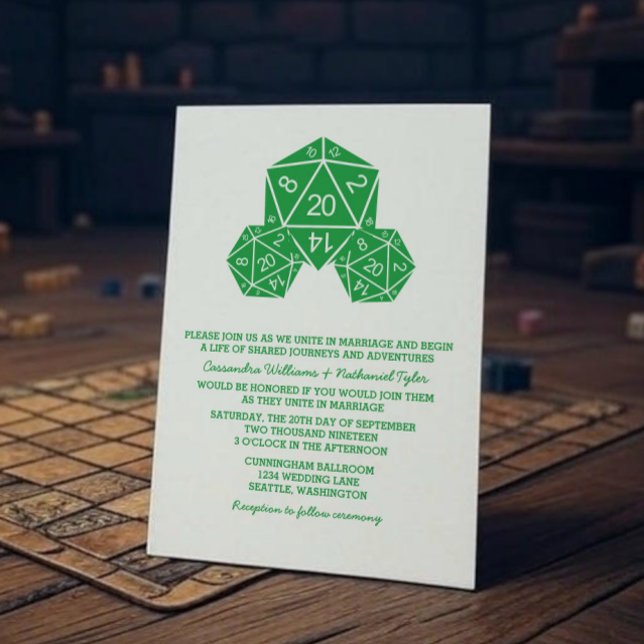 Green D20 Dice Wedding Invite (Green D20 Dice Wedding Invite)