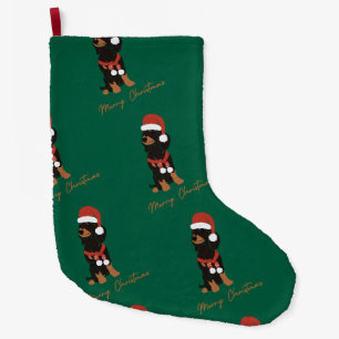 Green Dachshund pet christmas Large Christmas Stocking