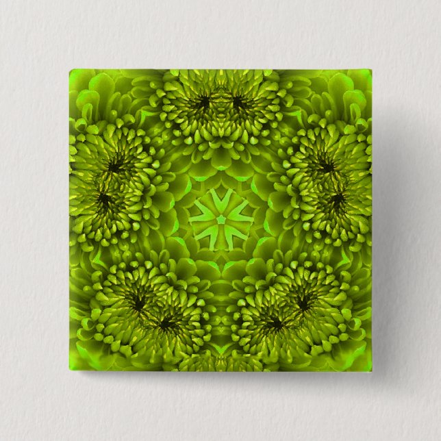 GREEN DAHLIA 15 CM SQUARE BADGE (Front)