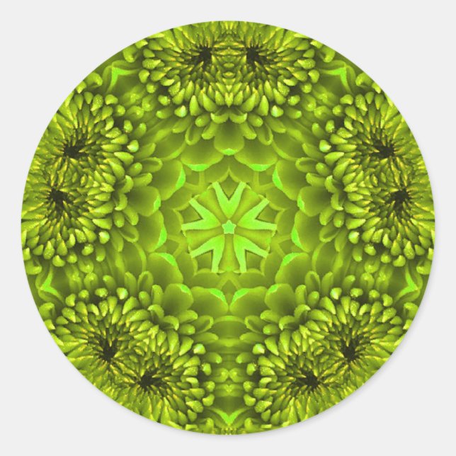 GREEN  DAHLIA CLASSIC ROUND STICKER (Front)