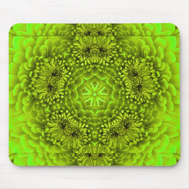 GREEN DAHLIA FLOWER PETALS MOUSE PAD (Front)