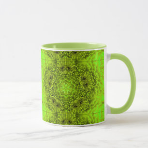 GREEN DAHLIA FLOWERS Abstract Floral Mug