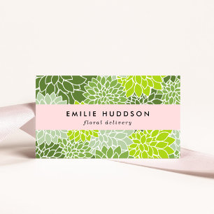 Green Dahlia Flowers, Floristry, Flower Shop Business Card