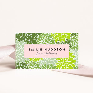 Green Dahlia Flowers, Floristry, Flower Shop Business Card