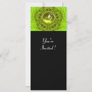GREEN DAHLIA, TOPAZ ,bright green black yellow Invitation