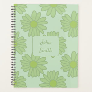 Green Daisies on Green_Floral Pattern Script Planner