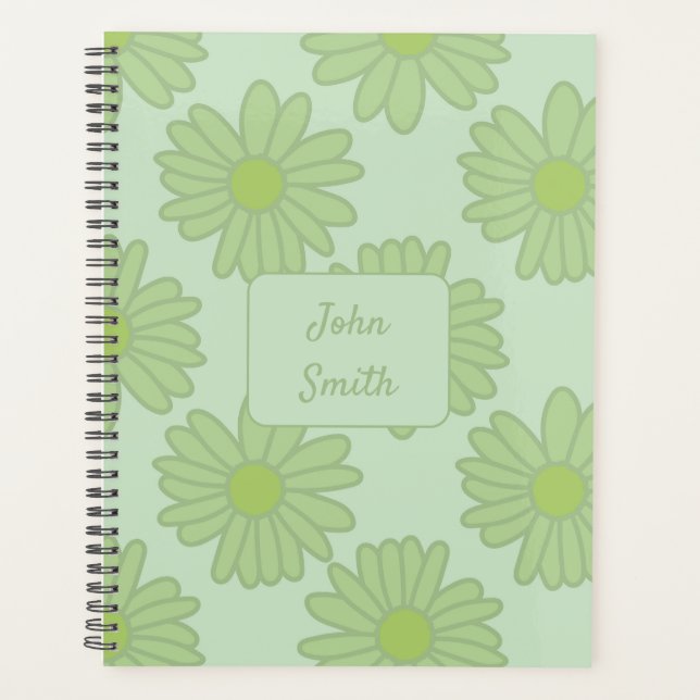 Green Daisies on Green_Floral Pattern Script Planner (Front)