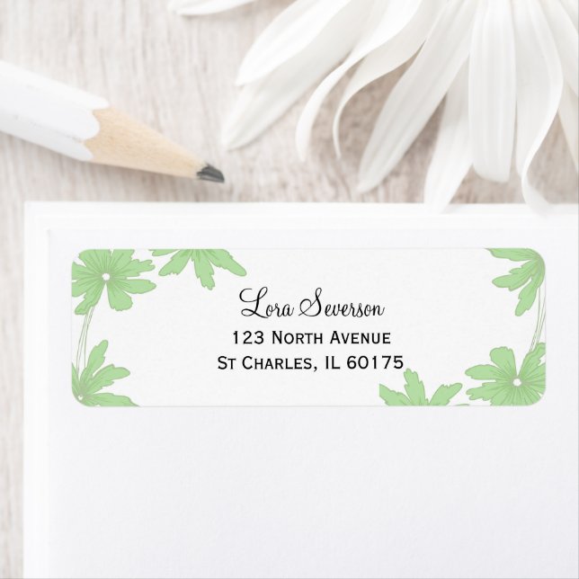 Green Daisies on White Return Address Return Address Label (Insitu)