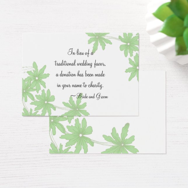 Green Daisies Wedding Charity Favour Card (Desk)