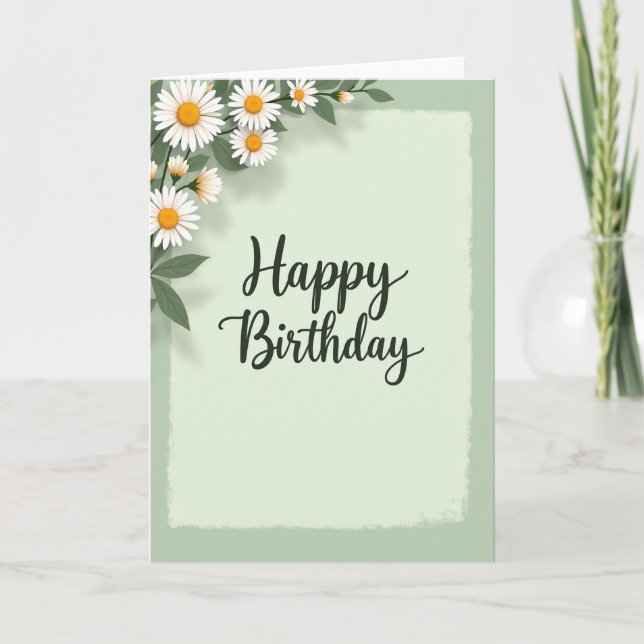 Green Daisy Birthday Card (Front)