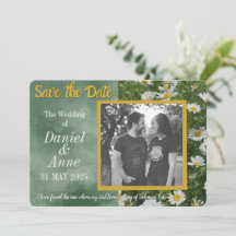 Green Daisy Christian Save The Date Card