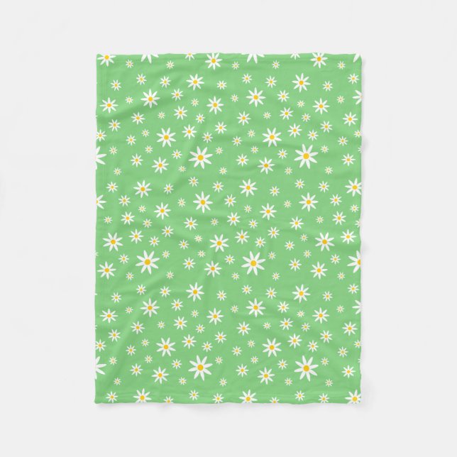 Green Daisy Fleece Blanket (Front)