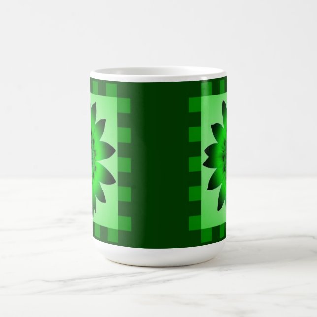 Green Daisy Flower, Pattern Stripes - Mug (Center)
