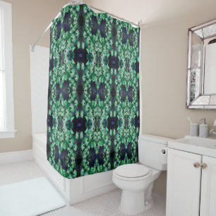 Green Daisy Flowers Abstract Pattern Shower Curtain