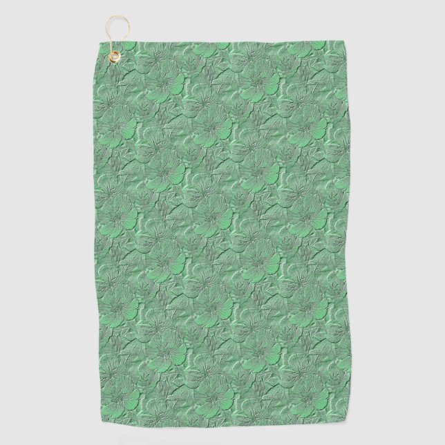 Green Daisy Flowers Nature Art Pattern      Golf Towel (Front)