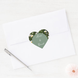 Green Daisy Heart Sticker