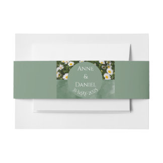Green Daisy Invitation Belly Band