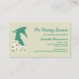 Green Daisy Spray Bottle Cleaning gardening Business Card