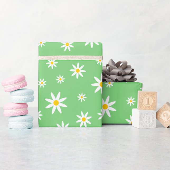 Green Daisy Wrapping Paper (Baby Shower)