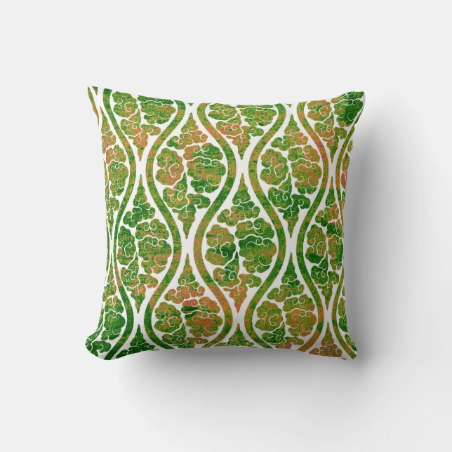 Green Damask Abstract Elegant Home Decor Cushion (Front)