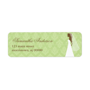 Green Damask Bridal Shower Address Labels