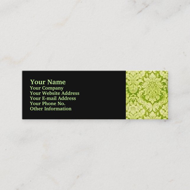 GREEN DAMASK MINI BUSINESS CARD (Front)