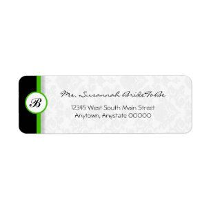 Green Damask Monogram Address Label Return Address Label