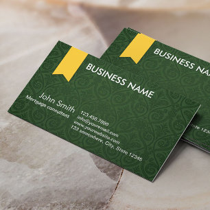 Green Damask Mortgage Agent Business Card