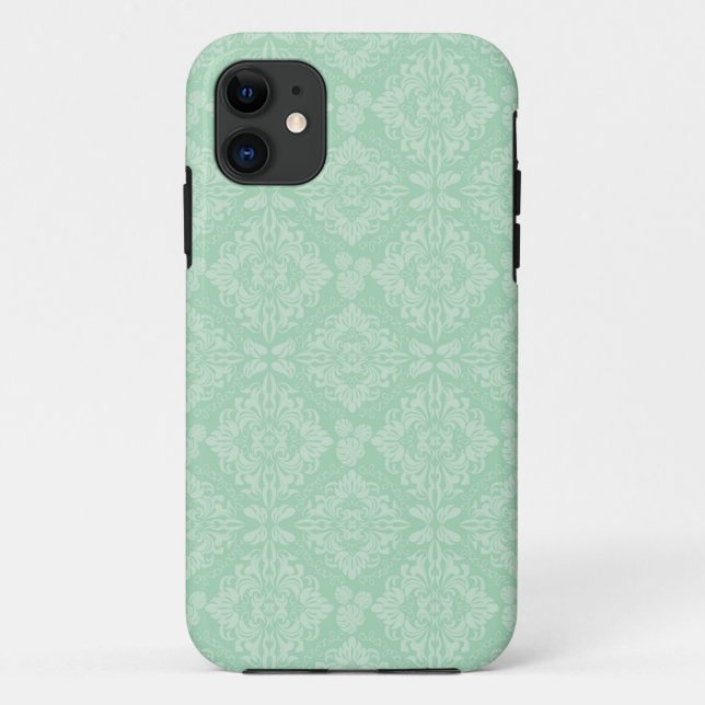 Green damask pattern Case-Mate iPhone case (Back)