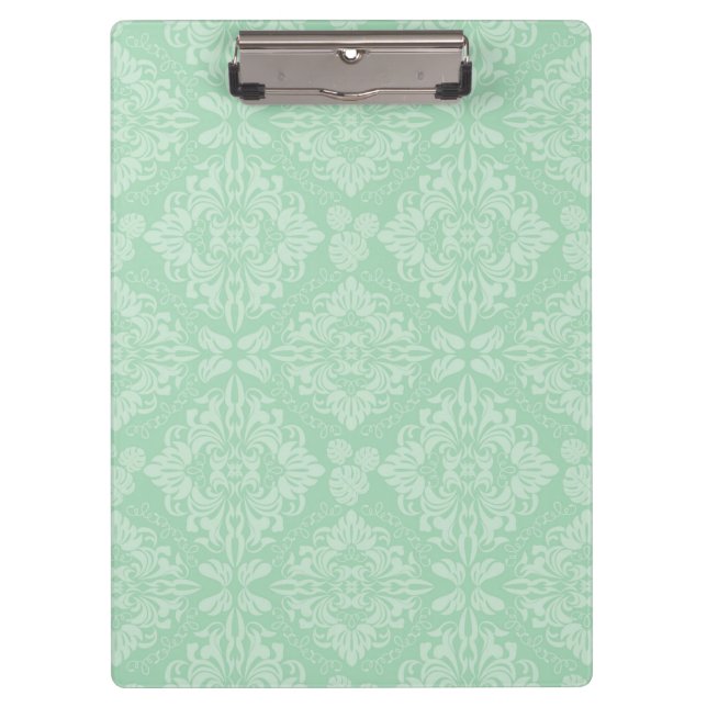 Green damask pattern clipboard (Front)