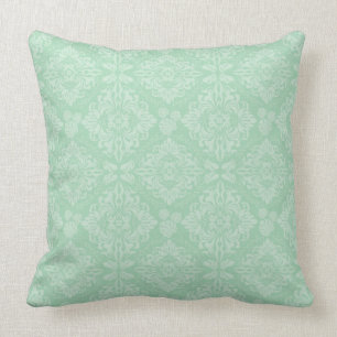 Green damask pattern cushion