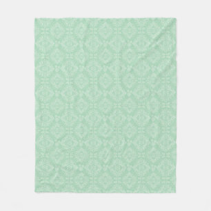 Green damask pattern fleece blanket