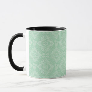 Green damask pattern mug
