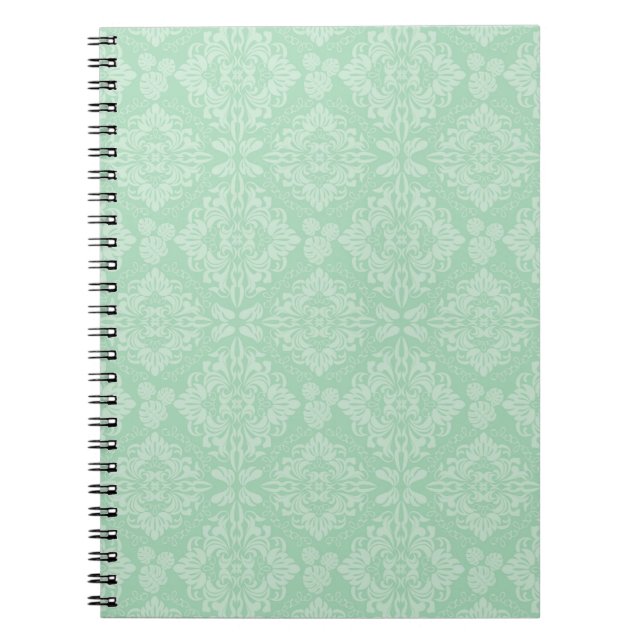 Green damask pattern notebook (Front)