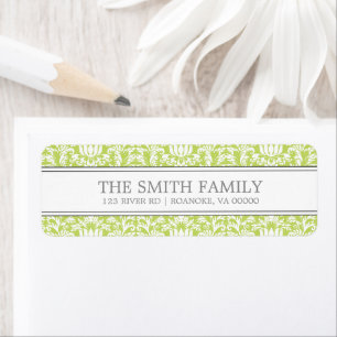 Green Damask Pattern Return Address Label