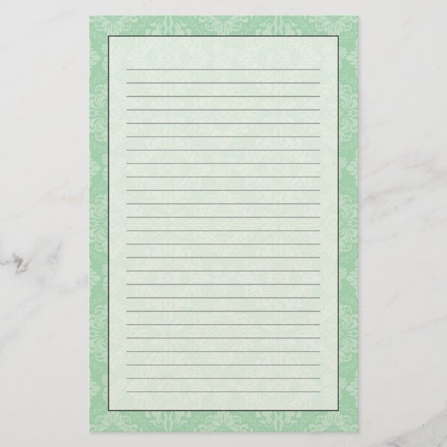 Green damask pattern stationery (Front)