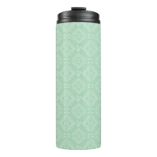 Green damask pattern thermal tumbler