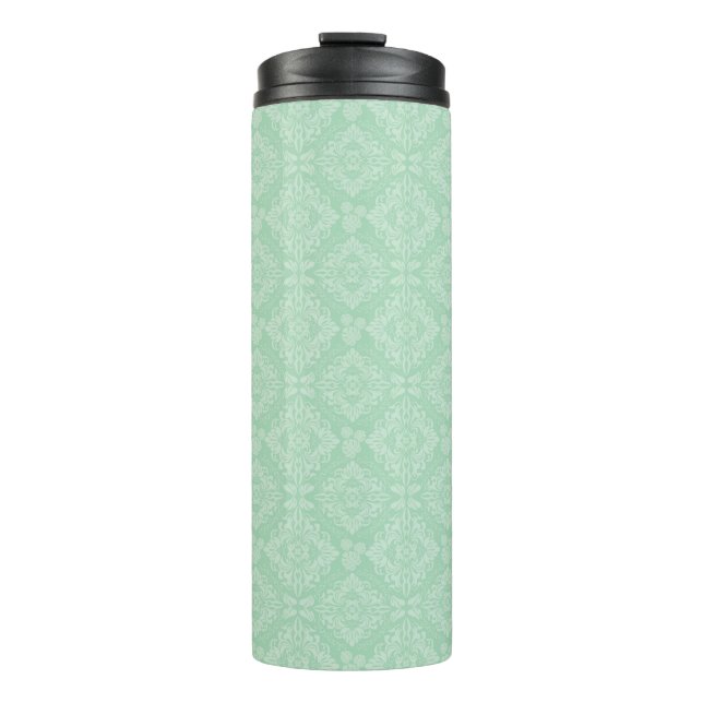 Green damask pattern thermal tumbler (Front)
