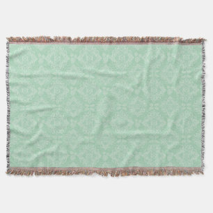 Green damask pattern throw blanket